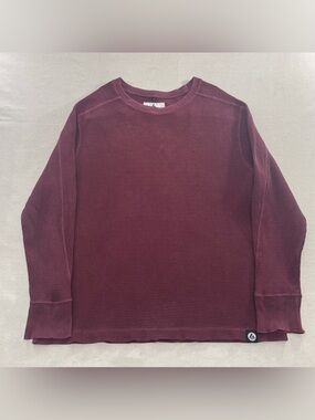 American Giant Thermal Shirt Mens XL Burgundy Red Waffle Knit Long Sleeve USA